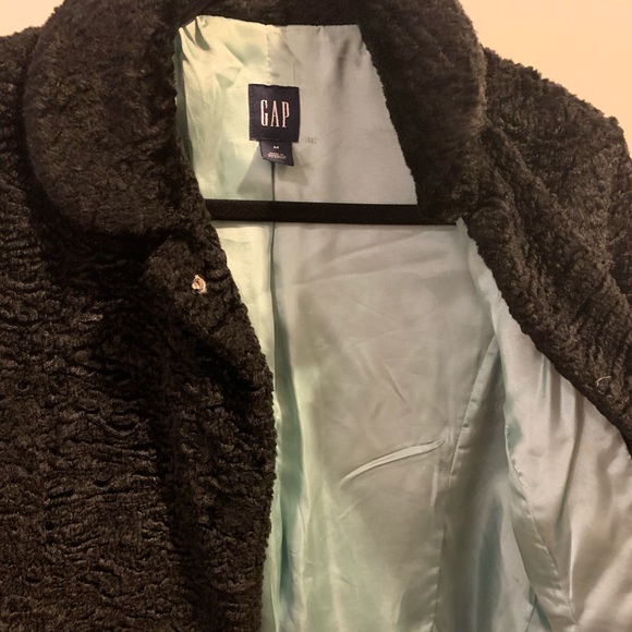 Vintage GAP faux Persian lamb fur black jacket  M - Picture 4 of 6